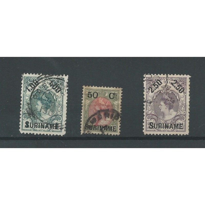 Suriname 34-36 Provisional issue  extremely fine VFU/used  CV 45 €