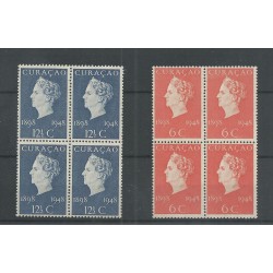 Curacao 196-197 Wilhelmina blok van 4 MNH/postfris  CV 10+ €