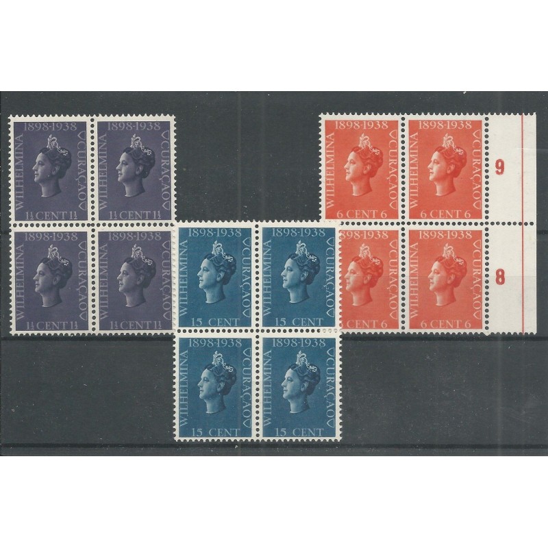 Curaçao 138-140 Wilhelmina block of 4 MNH  CV 35+ €