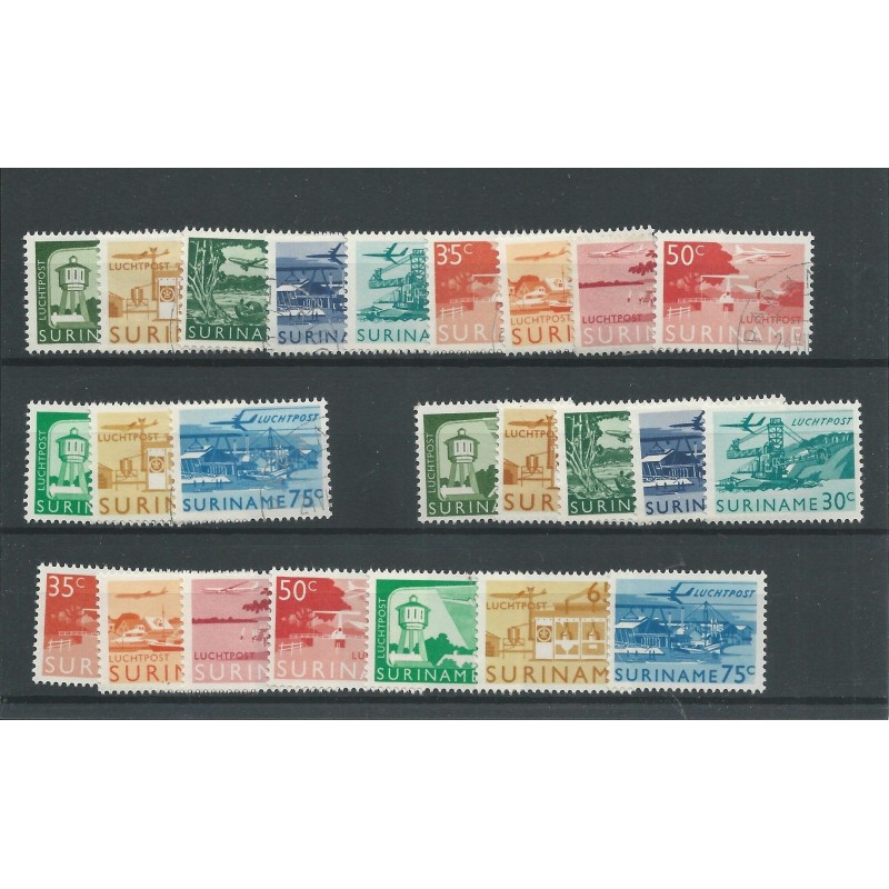 Suriname LP35-46 airmail VFU &   MNH   CV 8,5 €