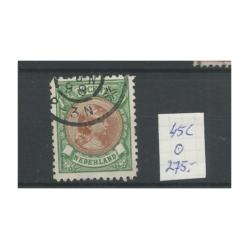 Netherlands 45C  Wilhelmina 50ct VFU/used CV 275 €