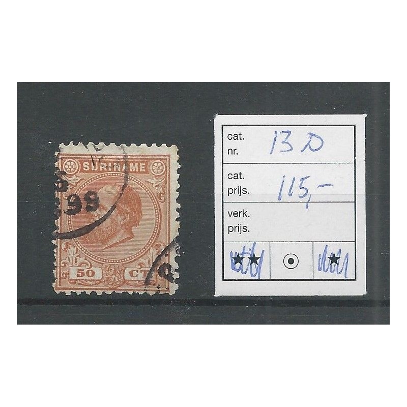 Suriname 13D  Willem III 1873  VFU/gebr CV 115  €