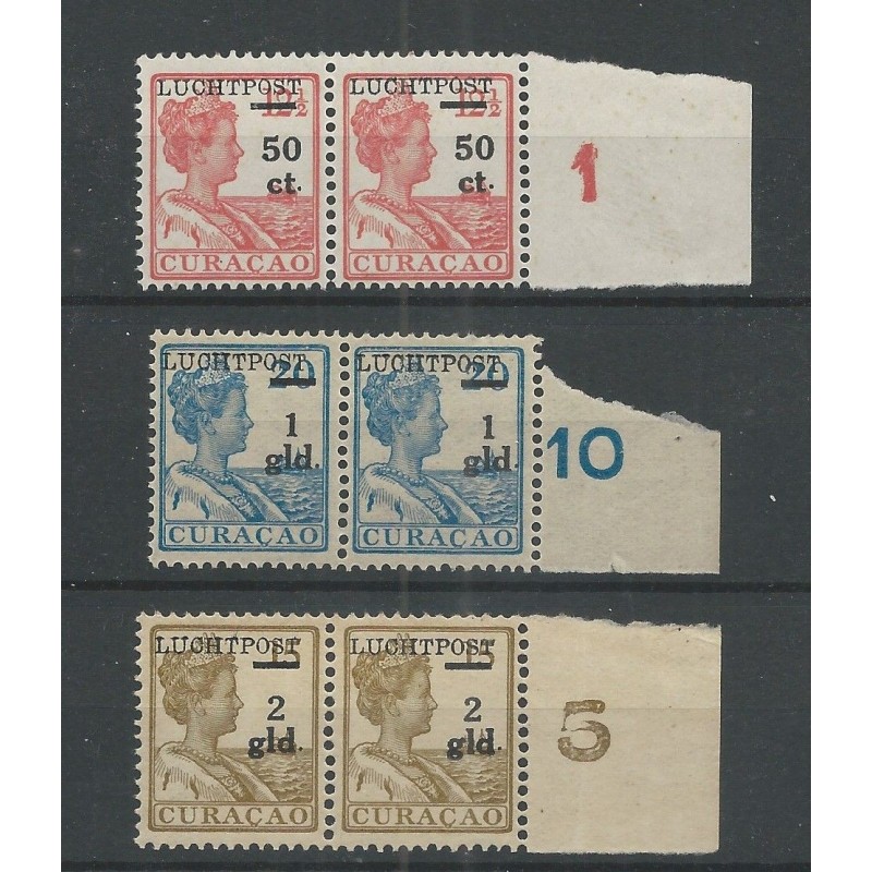 Curaçao LP1-3 pairs Airmail MNH CV  500 €  EXTREMELY FINE !!
