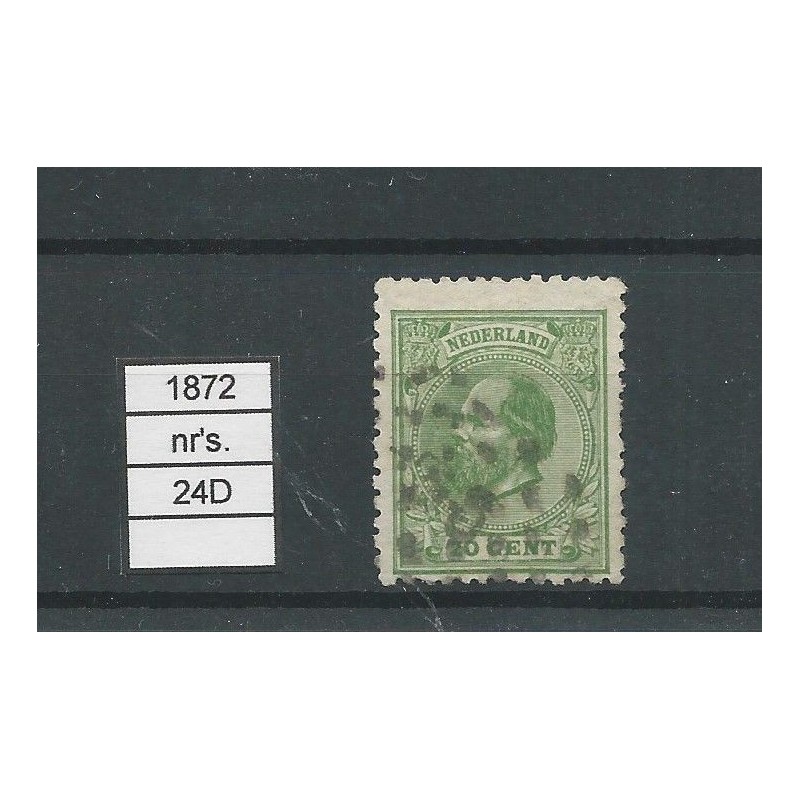 Netherlands 24D Willem III 1872   VFU/used CV 15 €