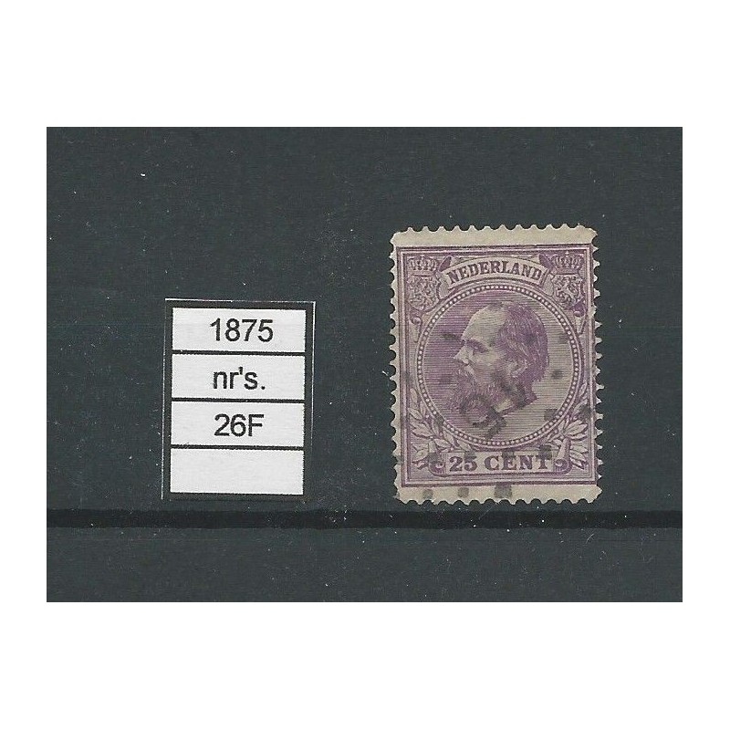 Netherlands 26F  LANGE SLAG zegel  VFU/used CV 150 €  zeldzaam !!