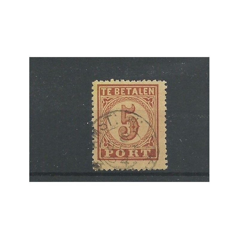 Netherlands P1 with "AMST:-W.DOK 1884" VFU/used CV 32,5+ € EXTREMELY FINE !!