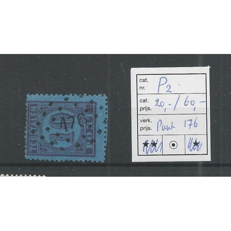 Netherlands P2A with numeral dot cancel 176  VFU/used CV 80 € EXTREMELY FINE !!