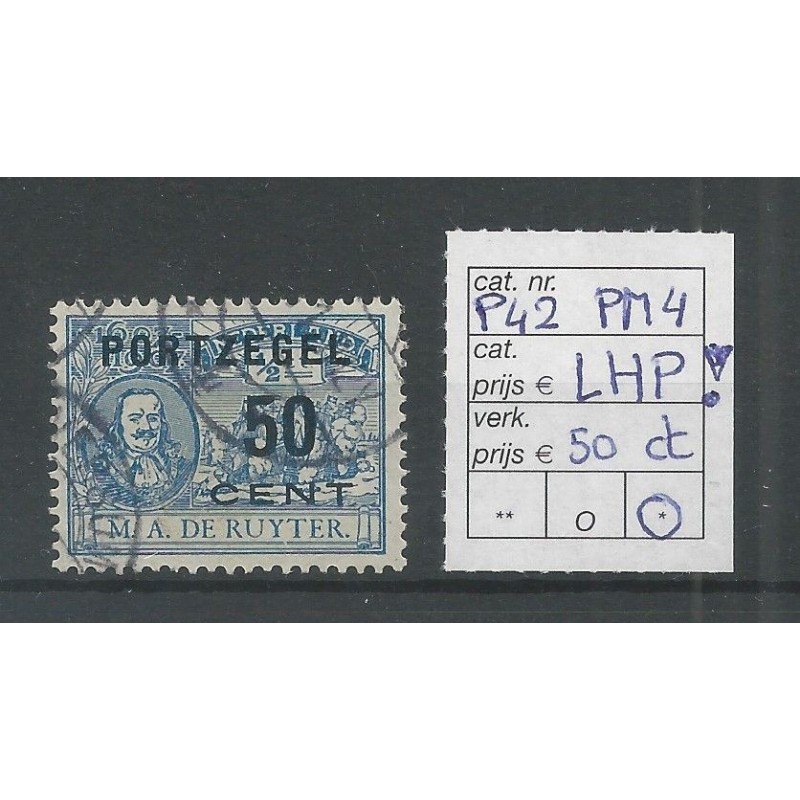 Netherlands P42  PM4 plate flaw  VFU/used CV ?? € Extremely fine !!