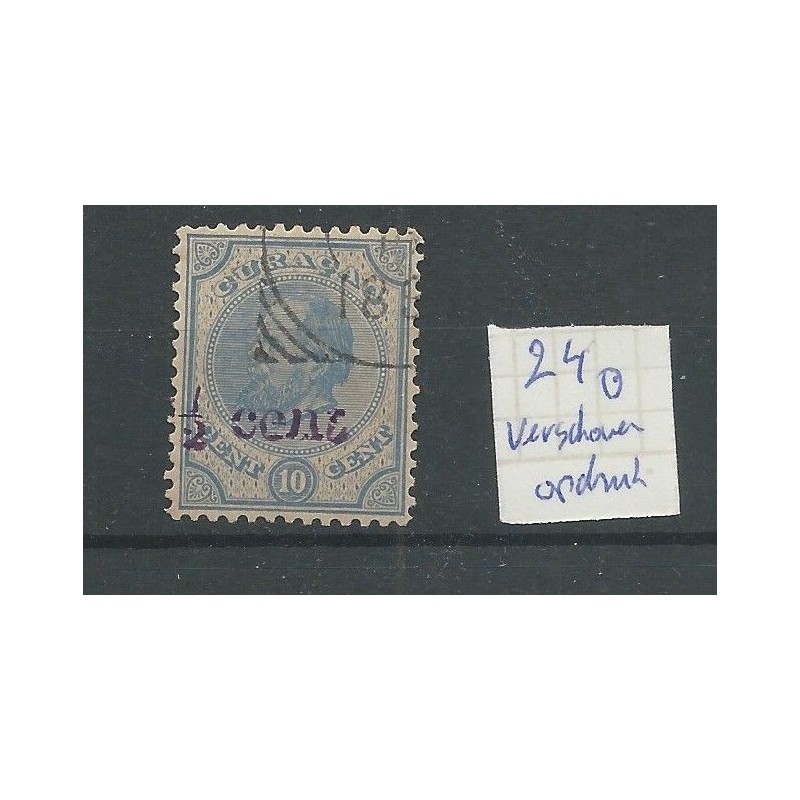 Curaçao 24 Provisional stamp  shifted overprint VFU/used CV 15++ €