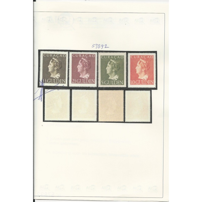 Curaçao 178/181 Wilhelmina  MNH  CV 415 € Certificate Vleeming