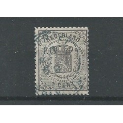 Nederland 14 met "UTRECHT 1869" franco-takje in blauw VFU/gebr CV 100++ €