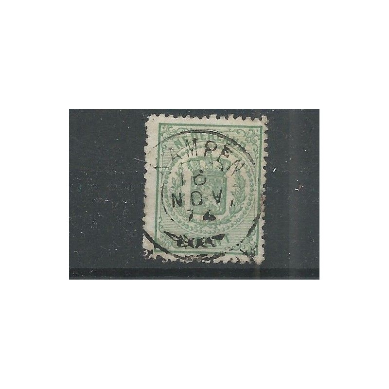 Nederland 15 met "KAMPEN 1874" franco-takje VFU/gebr CV 25++ €