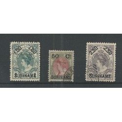 Suriname 34-36 Provisional issue  VFU/used CV 45 €