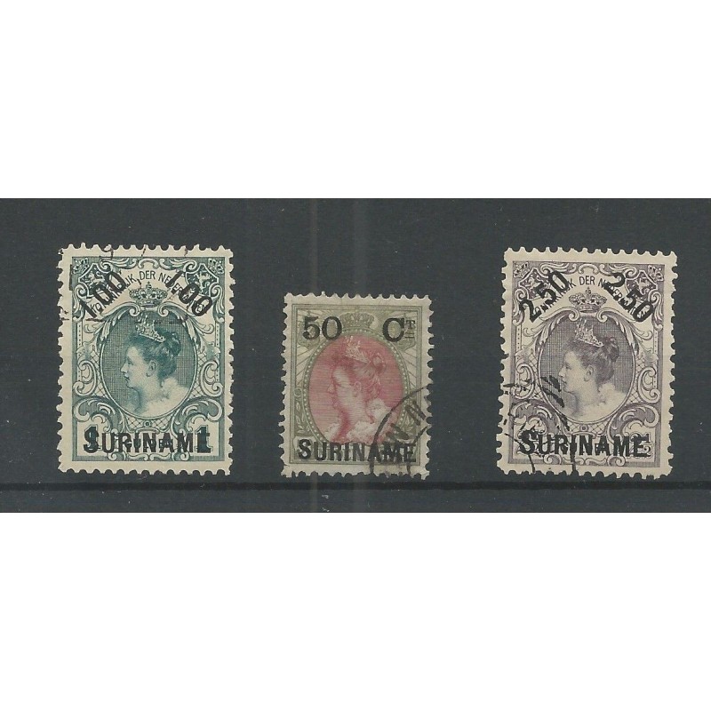 Suriname 34-36 Provisional issue  VFU/used CV 45 €