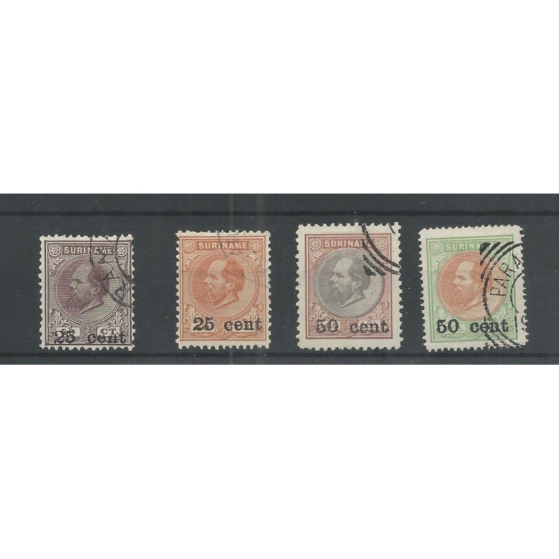 Suriname 37-40 Provisional issue  VFU/used CV 227 €