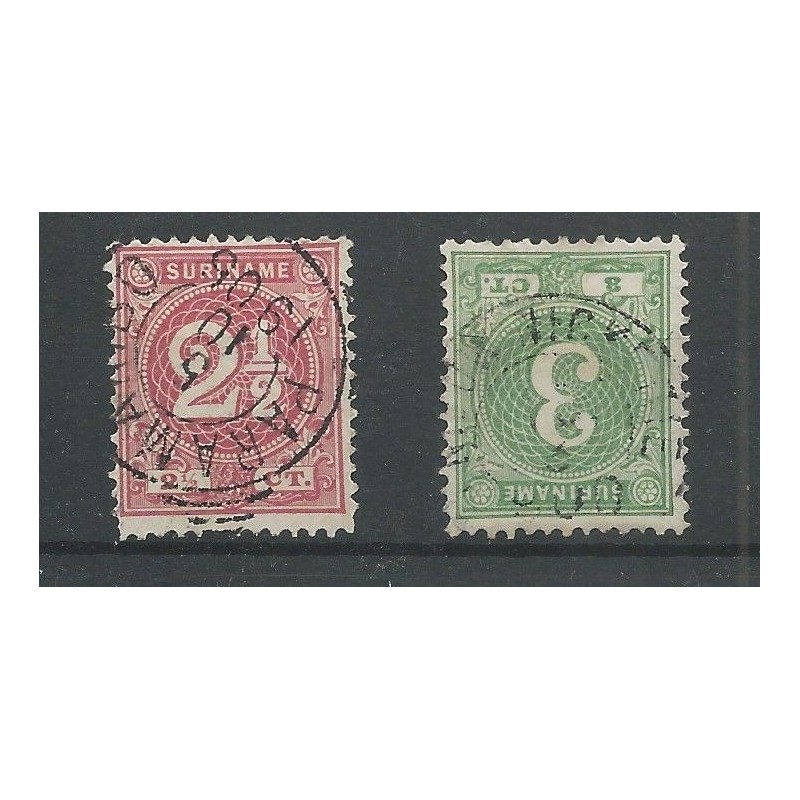 Suriname 18-19 Cijfer met STEMPELS  VFU/gebr CV 10+ €