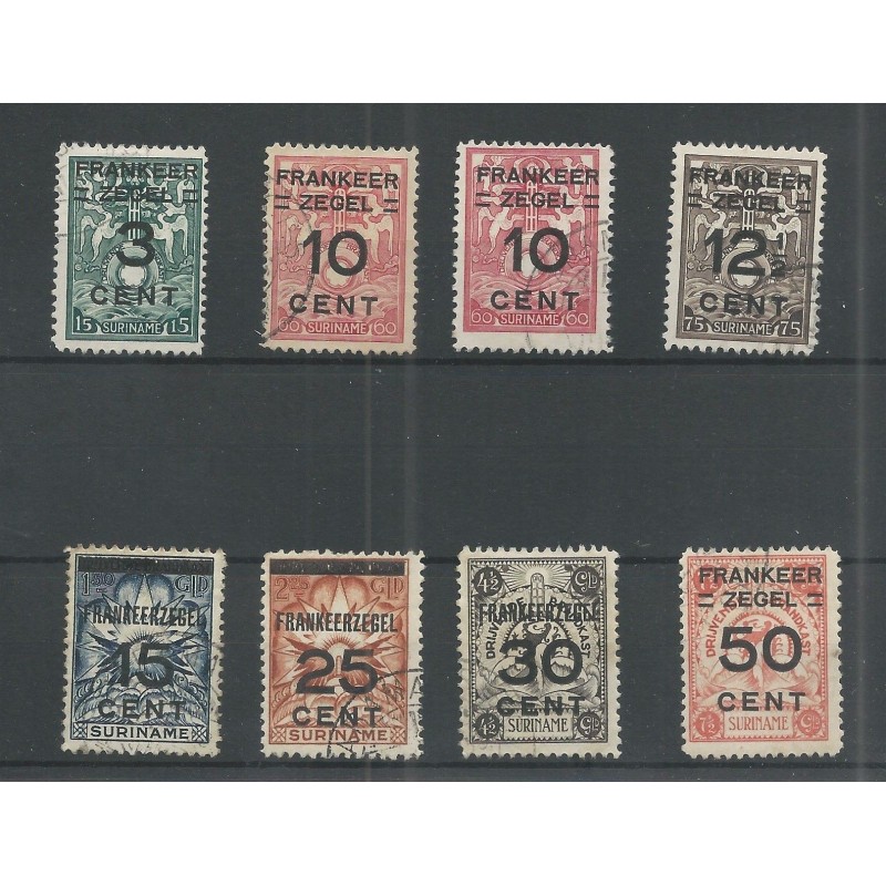 Suriname 130-136 Brandkastopdrukken VFU/gebr CV 30 €