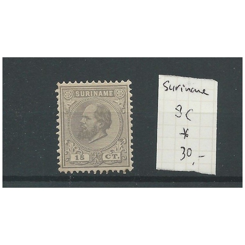 Suriname 8C  willem III 1873  MH/ongebr CV 30 €