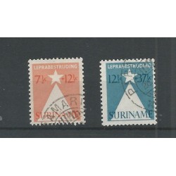 Suriname 247-248 Leprazegels VFU/gebr  CV  8 €