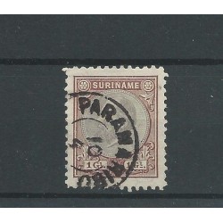 Suriname 14F  willem III 1873  VFU/gebr CV 65 €