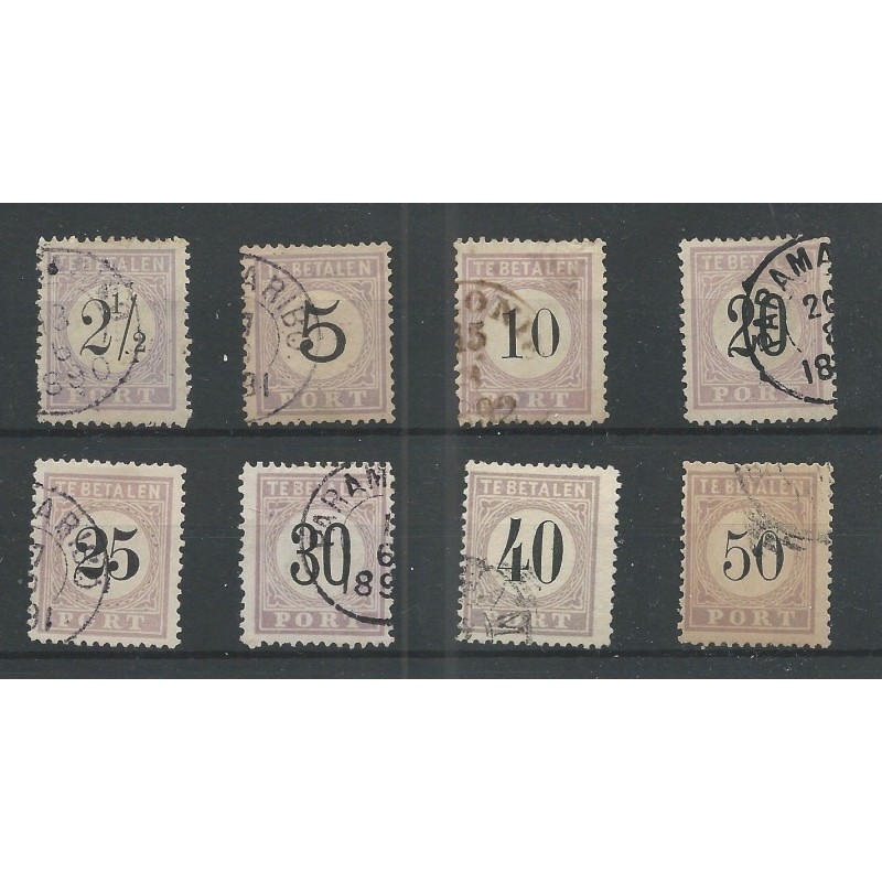 Suriname P1-8 Port 1886  VFU/gebr  CV 240 €