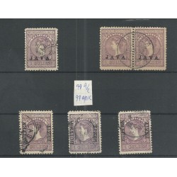 Dutch East Indies  79A/C and 97 A/B/C   VFU/used  CV 40 €  EXTREMELY FINE !!