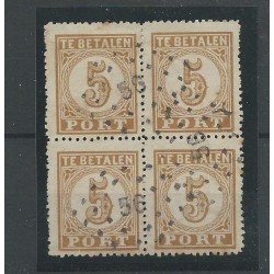 Dutch East Indies  P1 Postage due 1874  block of 4 VFU/used CV 2000 €  EXTREMELY FINE  !!
