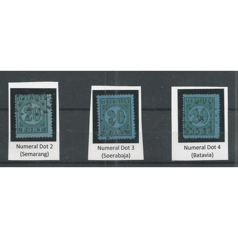 Dutch East Indies  P4 Postage due 13x Puntstempels !!!  VFU/used CV 390++ €  EXTREMELY FINE  !!