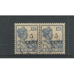 Curaçao 74a provisional stamp PAIR VFU/used  CV 115+ € Extremely fine !!