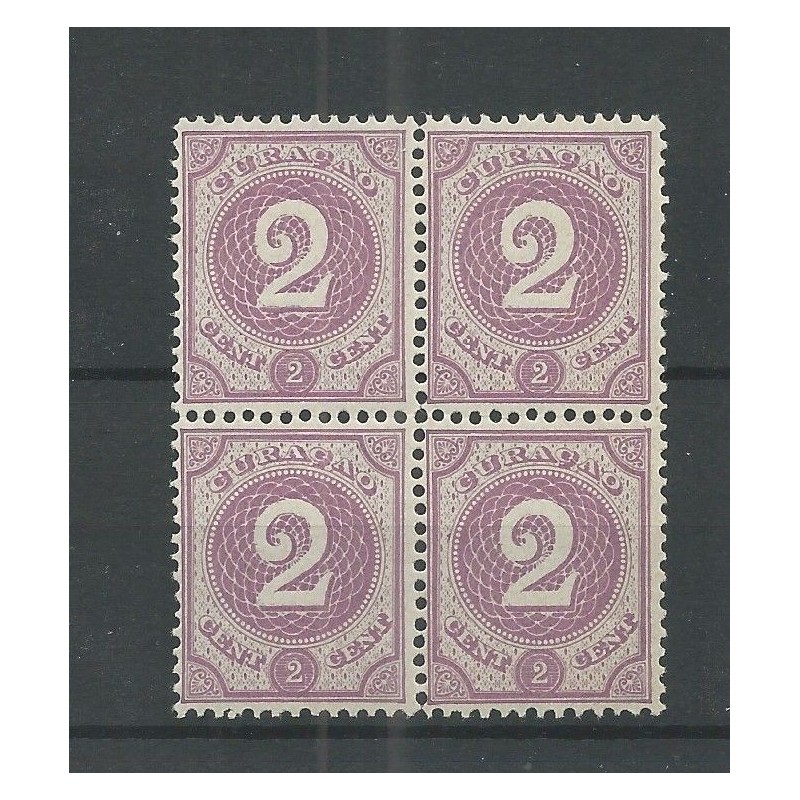 Curacao 14 Cijfer blokje van 4  MNH/postfris  CV 20+ €
