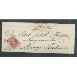Nederland 5 op brief STEENBERGEN-HOGE ZWALUWE 1864 VFU/gebr  CV 100 €