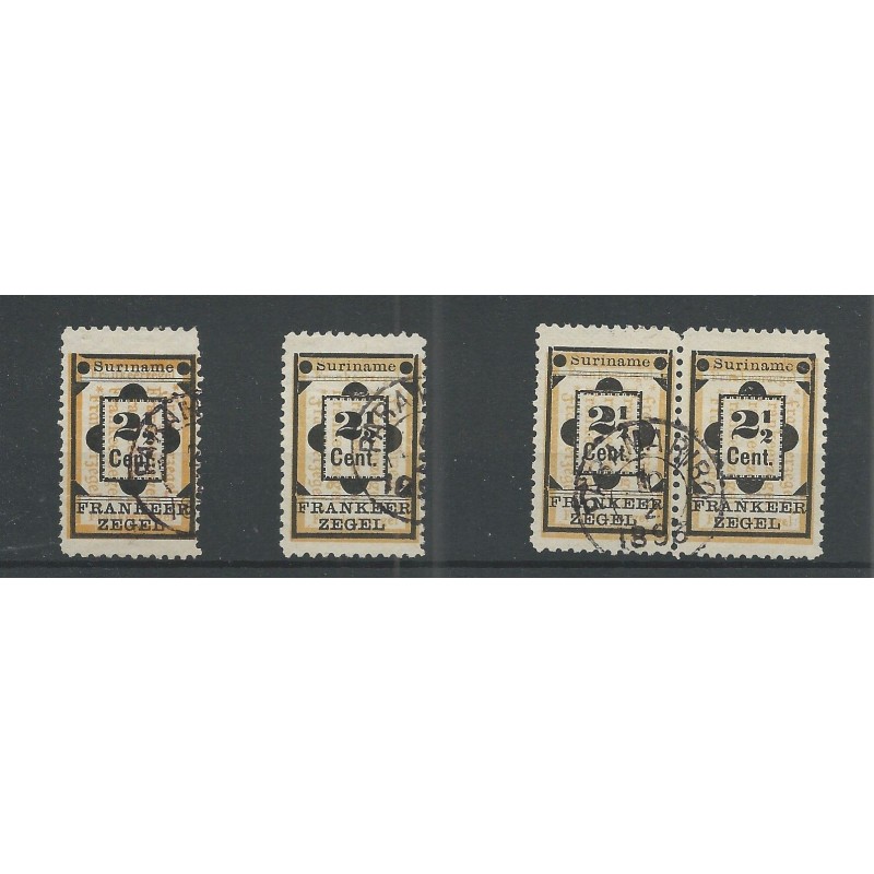 Suriname 22, 22a en paartje 22/22a VFUgebr CV 45 € PRACHT !!