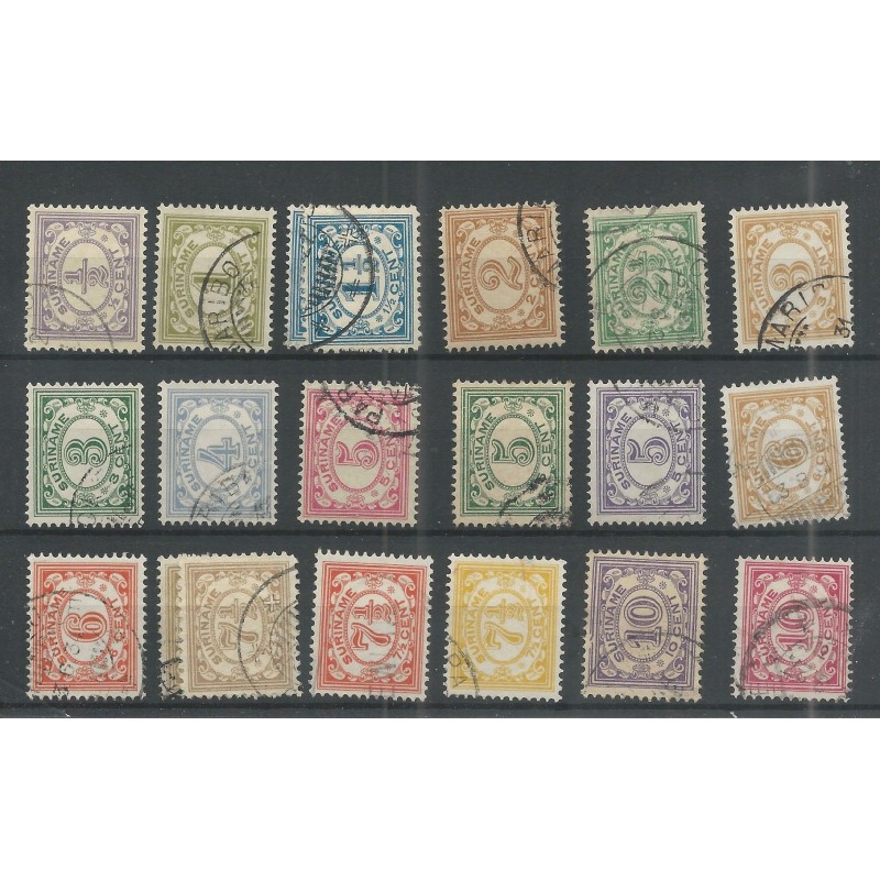 Suriname 69-86 Numeral  VFU/used CV 35 € EXTREMELY FINE !!
