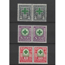 Suriname 127-129 Green Cross pairs MNH  CV 22 € EXTREMELY FINE !!