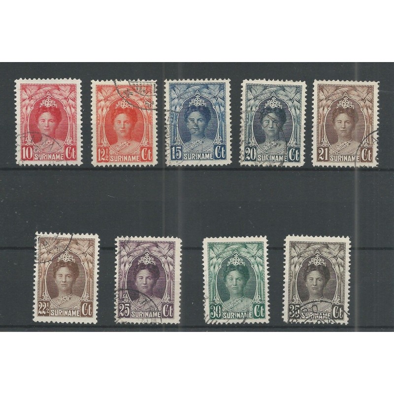 Suriname 118-126 Wilhelmina  VFU/used  CV 45 € EXTREMELY FINE !!