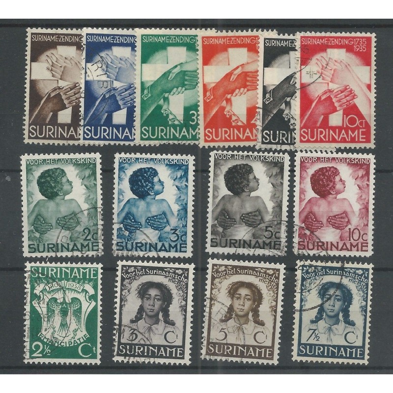 Suriname 150/155, 179/182, 183-186 VFU/used  CV 40 € EXTREMELY FINE !!