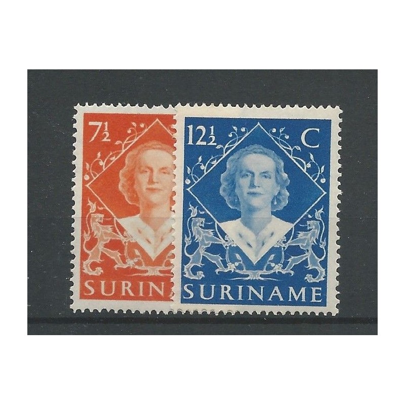 Suriname 276-277  Wilhelmina MNH  CV 7 € EXTREMELY FINE !!