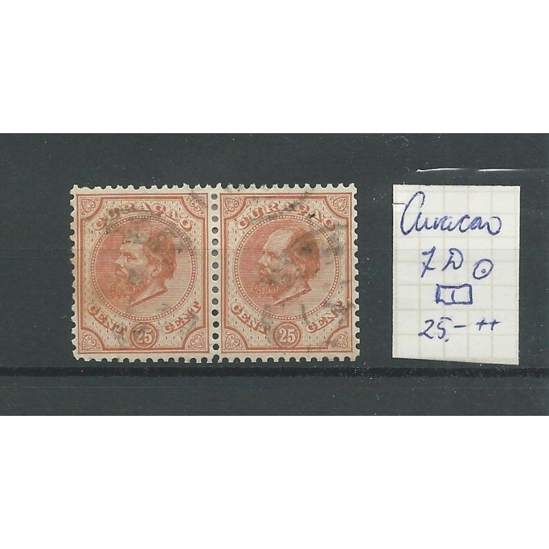 Curaçao  7D  Willem III 1873  pair  VFU/used  CV  25+ €