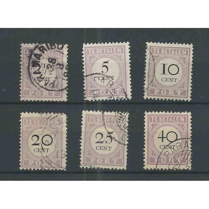 Suriname P9-14 type I Port 1892  VFU/gebr CV 51 € PRACHT !!