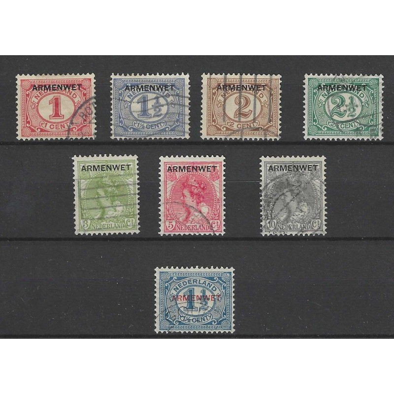 Netherlands D1-8 Official "ARMENWET" VFU/used CV 240 €  Extremely fine !!