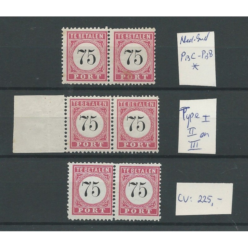 Dutch East Indies  P13C-P13B  combinaties type I, II and III  MH/ongebrCV 225 €