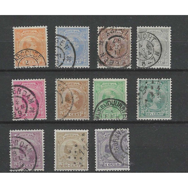 Nederland 34-44 Wilhelmina 1891  VFU/gebr  CV  178 €