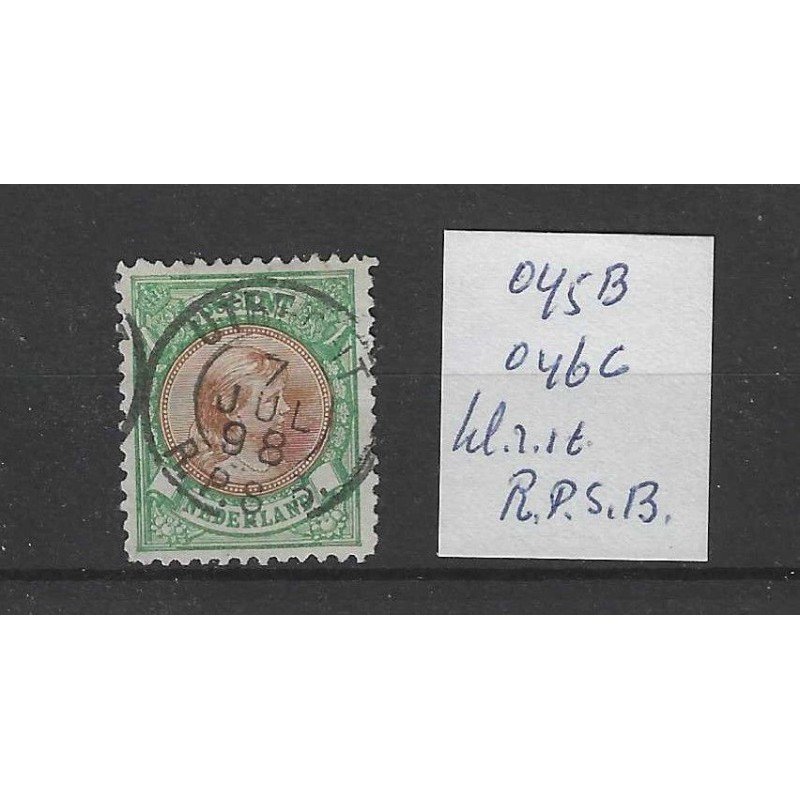Netherlands 45  Wilhelmina "UTRECHT RSPB 1898"  VFU/used  CV  27,5 €