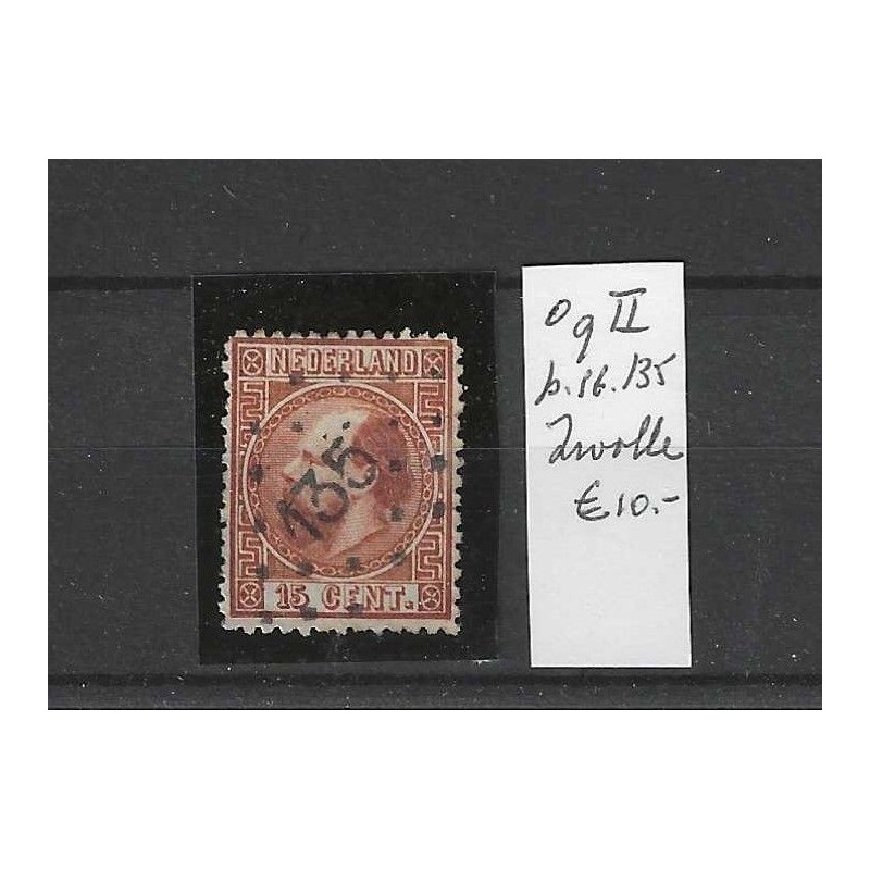 Netherlands 9II  with numeral dot cancel 135  VFU/used  CV 50 €