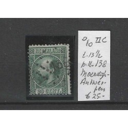 Netherlands 10II-C with numeral dot cancel 138  VFU/used  CV 60 €