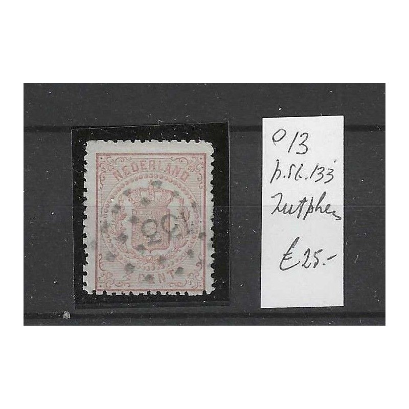 Netherlands 13  with numeral dot cancel 133 VFU/used  CV 25 €