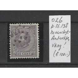 Netherlands 26  with numeral dot cancel 138 VFU/used  CV 100 €
