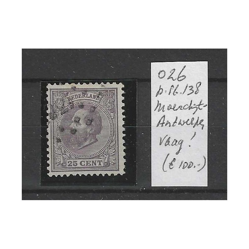 Nederland 26  met puntstempel 138 VFU/gebr  CV 100 €