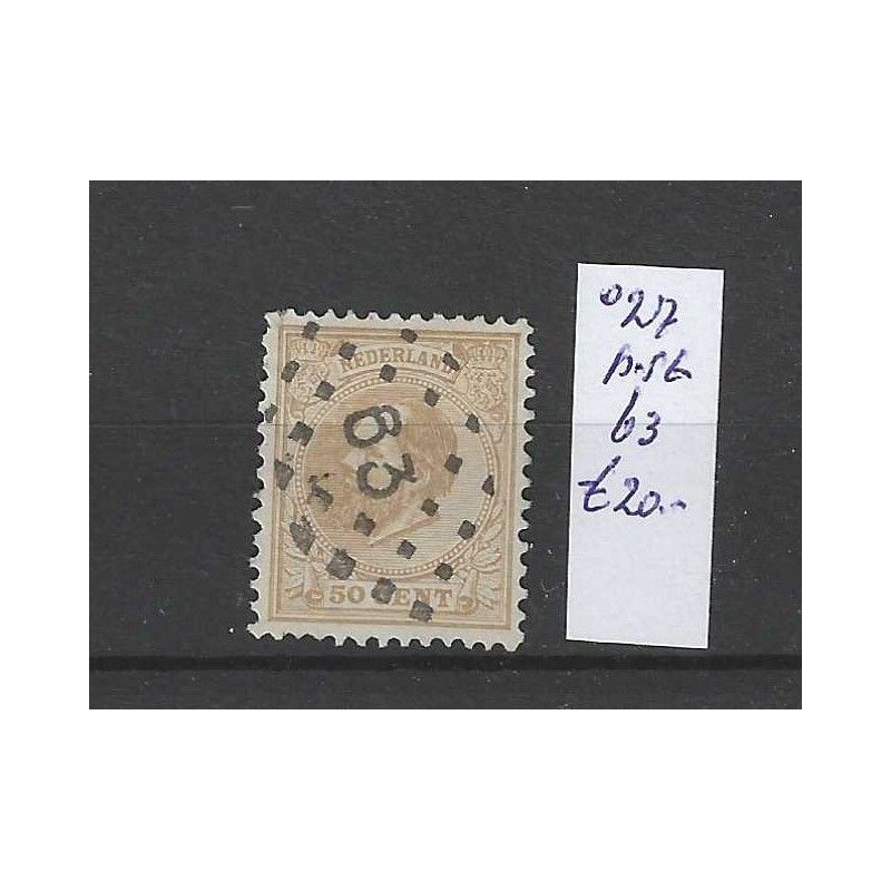Netherlands 27  with numeral dot cancel 63 VFU/used  CV 34 €