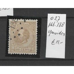 Netherlands 27  with numeral dot cancel 188 VFU/used  CV 29 €